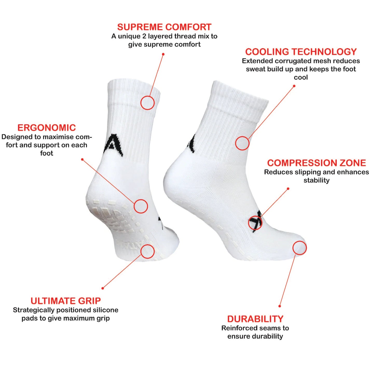 Atak GripZLite Pro Mid Leg Socks