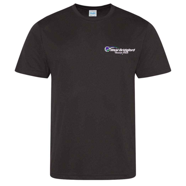 West Bridgford Tennis Short Sleeve Training Shirt Round Neck Black