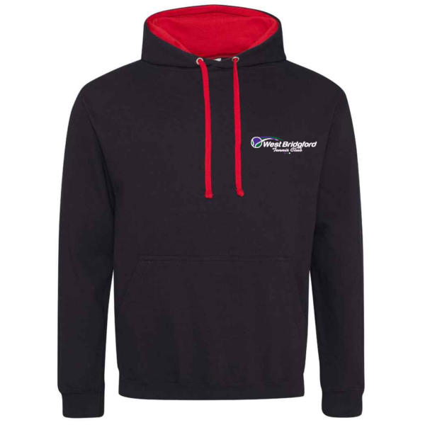 West Bridgford Tennis Contrast Hoody Jet Black/Fire Red