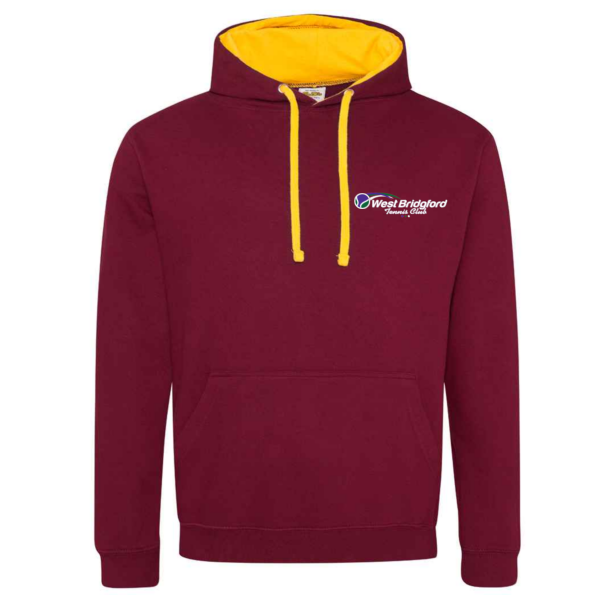 West Bridgford Tennis Contrast Hoody Burgundy/Gold