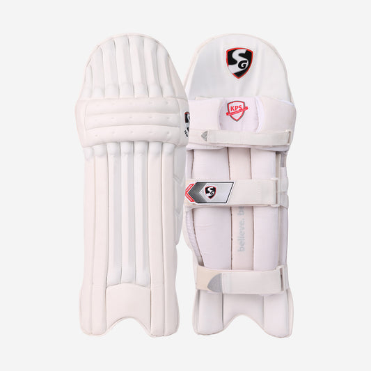 SG Test cricket batting pads with a brand logo on a white background