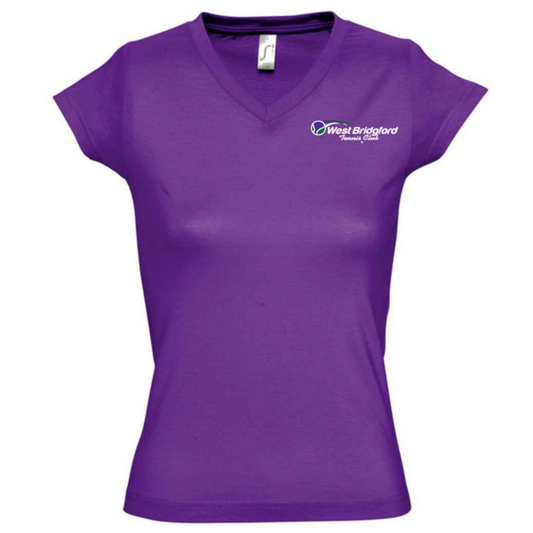 West Bridgford Tennis Short Sleeve Training Shirt V Neck Purple